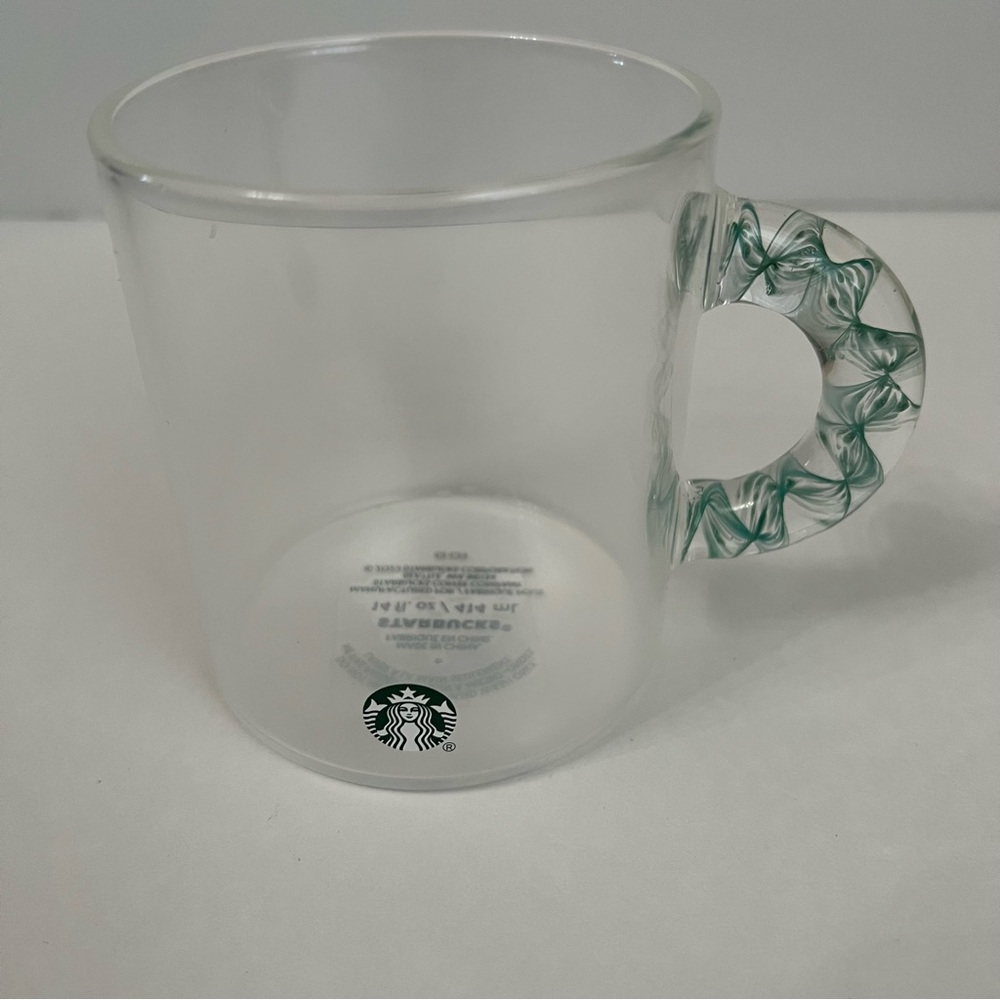 Starbucks Glass Mug with Green Swirl Handle